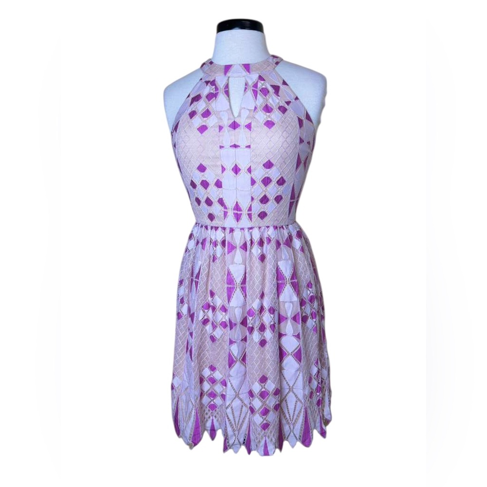 Gianni Bini Purple Geometric Midi Dress